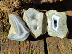 Polished On One Side Blue Lace Agate Geodes x 24 From Nsanje, Malawi - Toprock Gemstones and Minerals 
