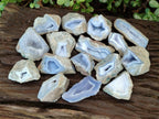 Polished On One Side Blue Lace Agate Geodes x 24 From Nsanje, Malawi - Toprock Gemstones and Minerals 