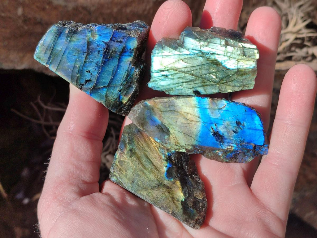 Polished One Side Labradorite Slices x 70 From Madagascar - Toprock Gemstones and Minerals 
