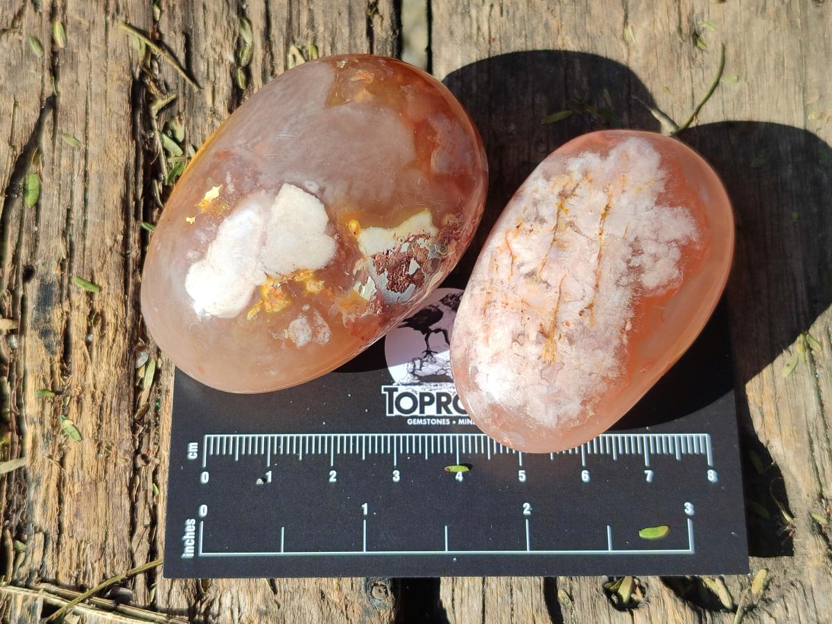 Polished Flower Agate Palm Stones x 16 From Antsahalova, Madagascar - Toprock Gemstones and Minerals 
