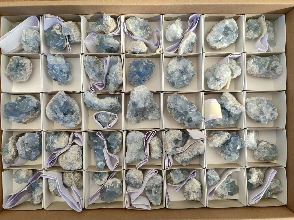 Natural Blue Celestite Specimens x 59 From Sakoany, Madagascar - Toprock Gemstones and Minerals 