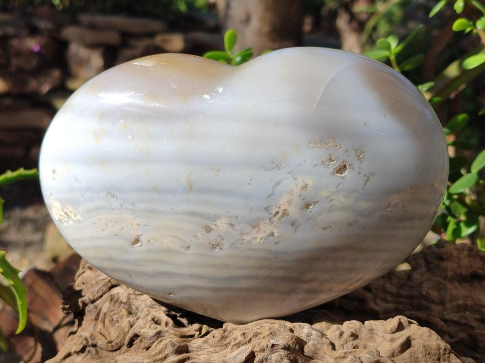 Polished Large Banded Agate Heart x 1 From Madagascar - Toprock Gemstones and Minerals 