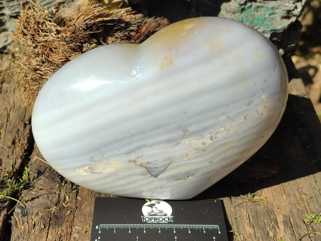 Polished Large Banded Agate Heart x 1 From Madagascar - Toprock Gemstones and Minerals 