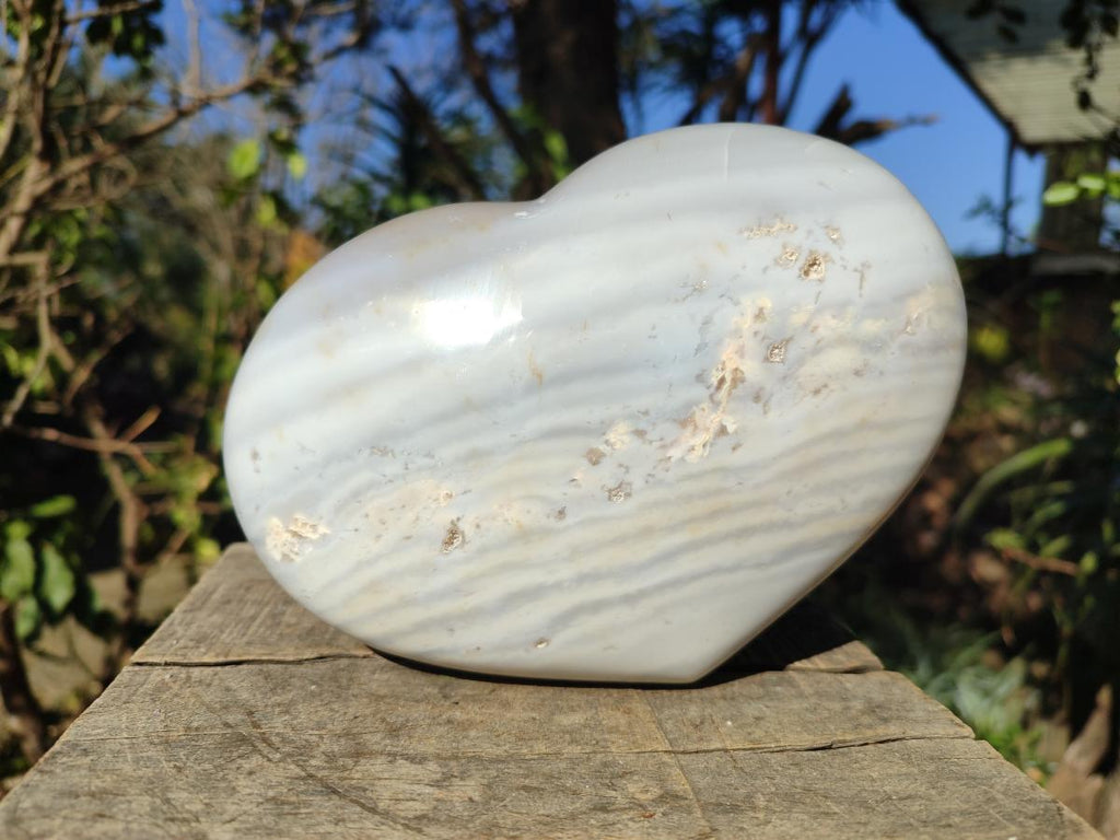 Polished Large Banded Agate Heart x 1 From Madagascar - Toprock Gemstones and Minerals 