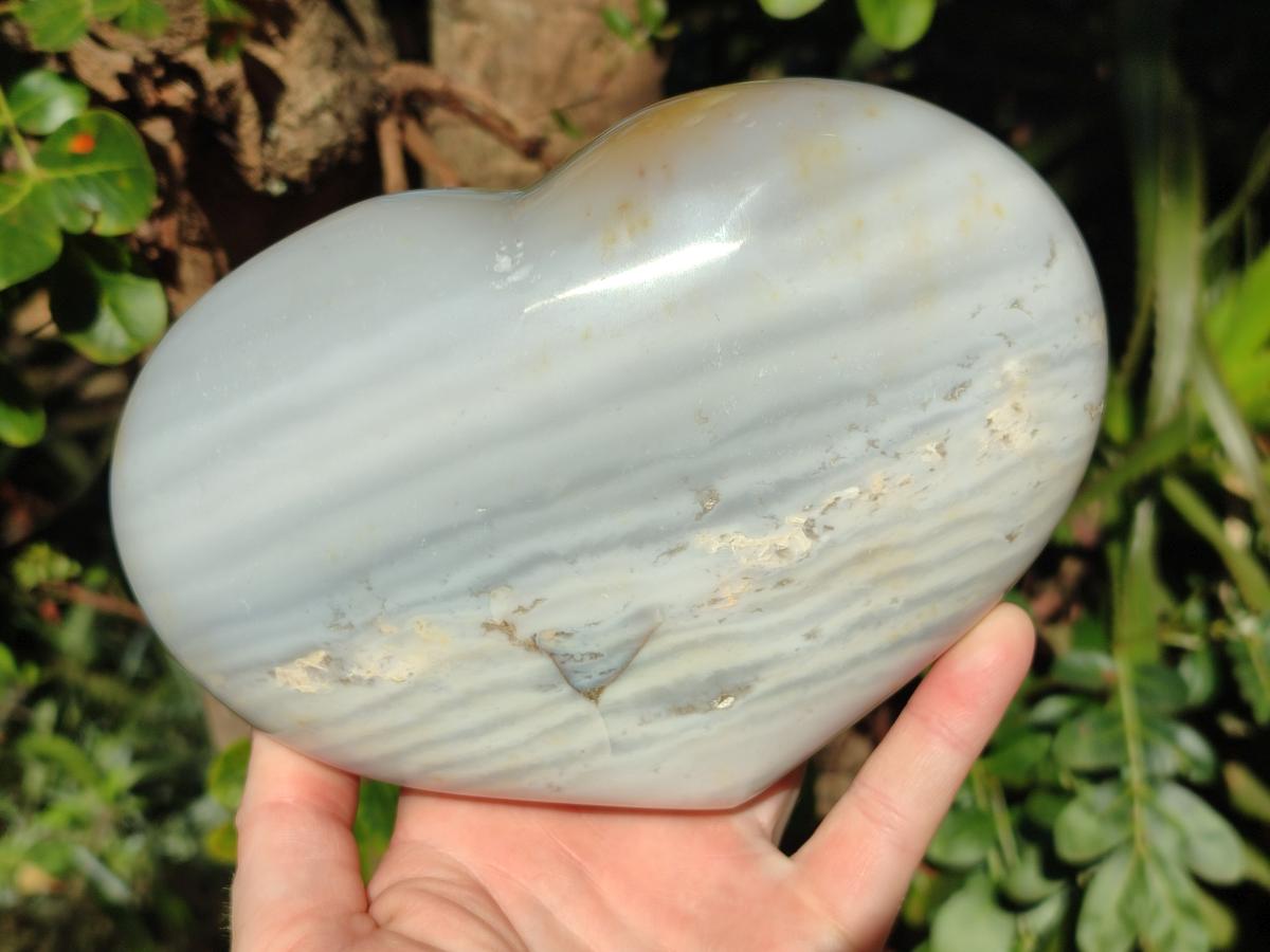 Polished Large Banded Agate Heart x 1 From Madagascar - Toprock Gemstones and Minerals 