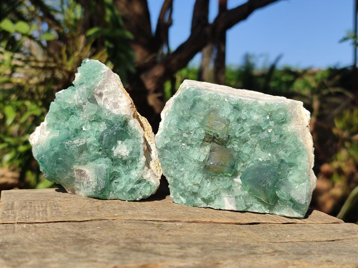 Natural Green Cubic Fluorite Specimens x 6 From Mandrosonoro, Madagascar - Toprock Gemstones and Minerals 