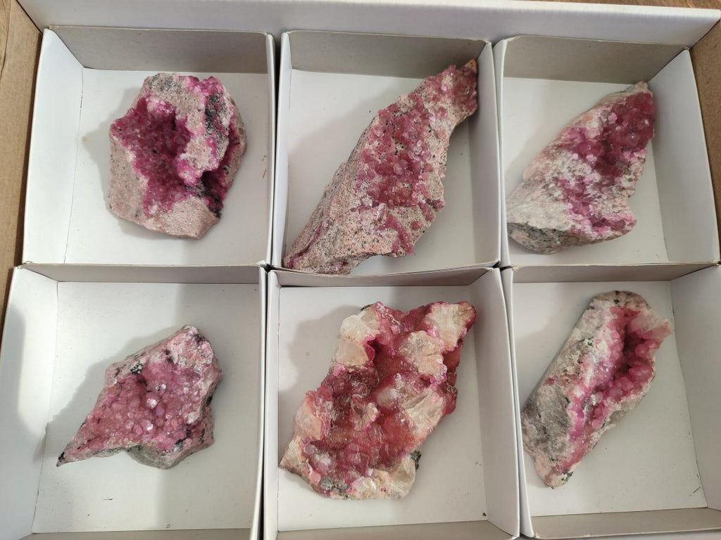 Natural Spherocobaltite Specimens x 6 From Musonoi Mine, Congo - Toprock Gemstones and Minerals 