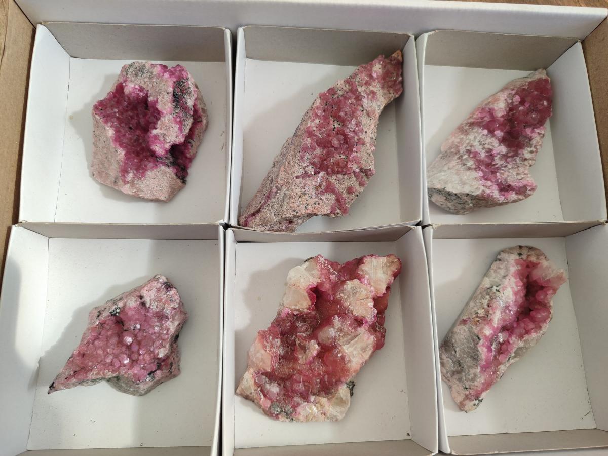 Natural Spherocobaltite Specimens x 6 From Musonoi Mine, Congo - Toprock Gemstones and Minerals 