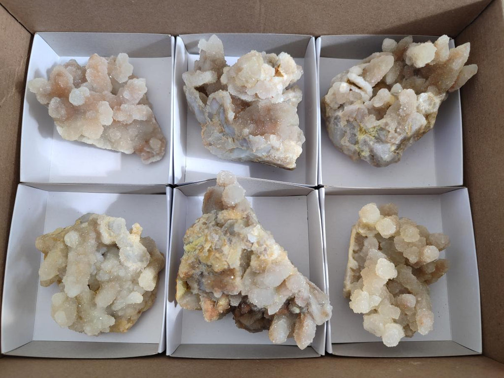 Natural Drusy Fairy Spirit Quartz Clusters x 6 From Boekenhouthoek, South Africa - Toprock Gemstones and Minerals 