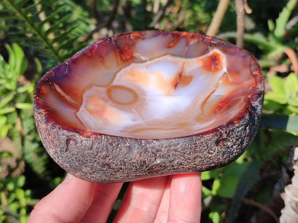 Polished On One Side Carnelian Agate Gemstone Bowls x 4 From Madagascar - Toprock Gemstones and Minerals 