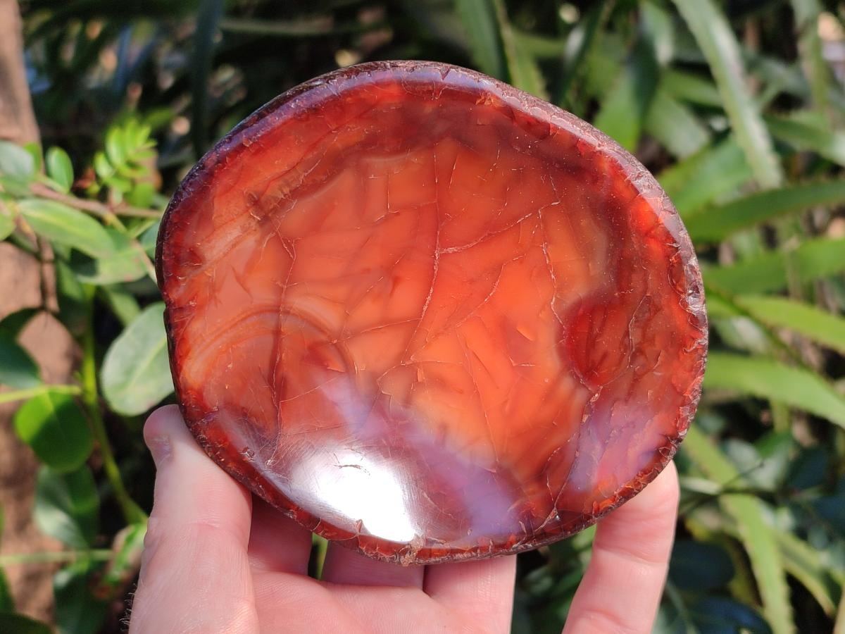 Polished On One Side Carnelian Agate Gemstone Bowls x 4 From Madagascar - Toprock Gemstones and Minerals 