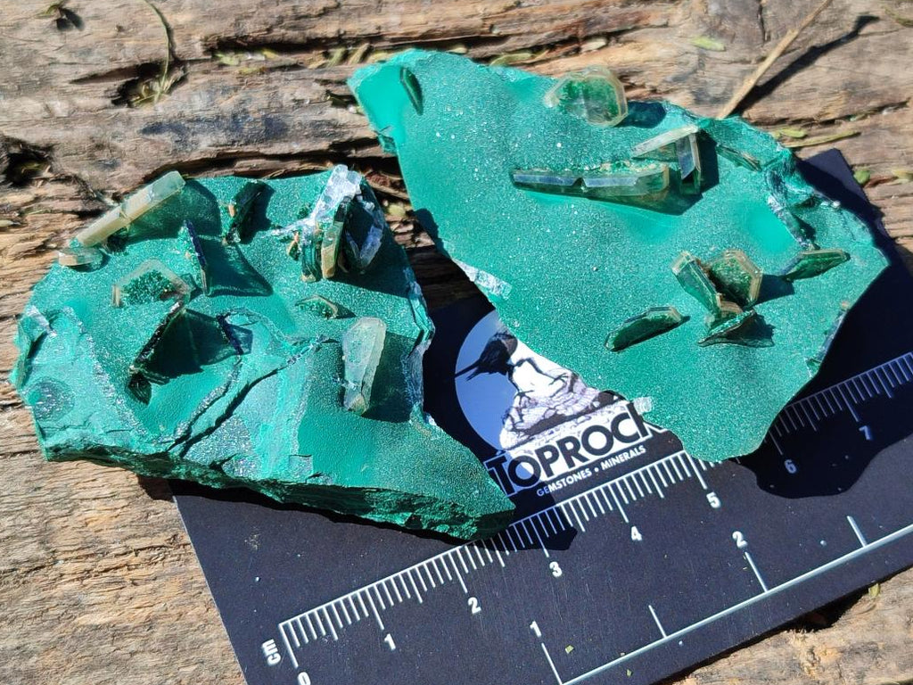 Natural Rare Bladed Barite Specimens with Malachite x 12 From Shangulowé Mine, Congo - Toprock Gemstones and Minerals 
