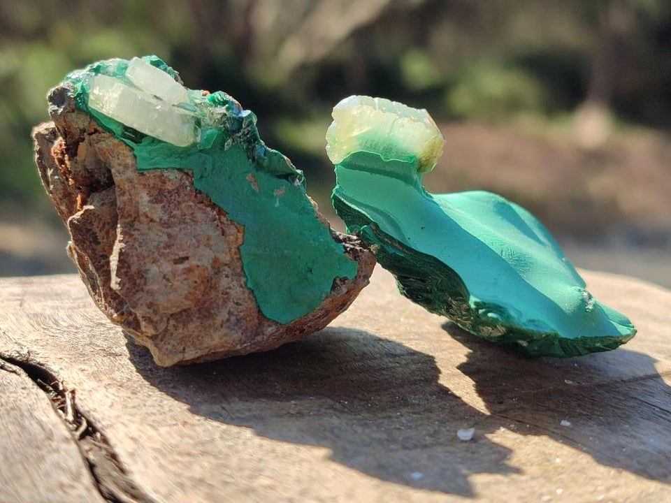 Natural Rare Bladed Barite Specimens with Malachite x 12 From Shangulowé Mine, Congo - Toprock Gemstones and Minerals 