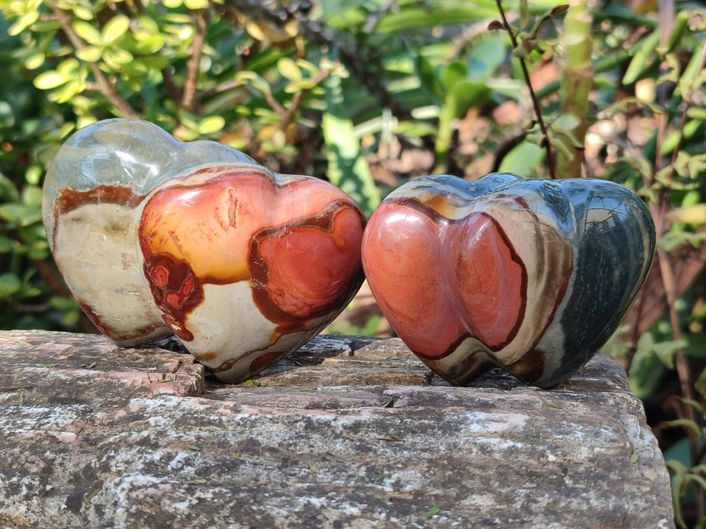 Polished Polychrome Jasper Twin Hearts x 12 From NW Coast, Madagascar - Toprock Gemstones and Minerals 