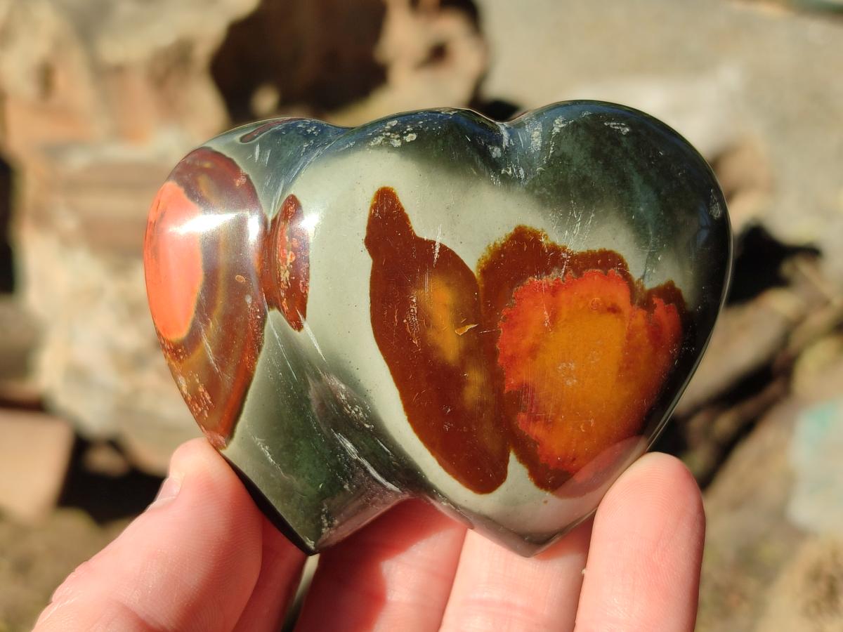 Polished Polychrome Jasper Twin Hearts x 12 From NW Coast, Madagascar - Toprock Gemstones and Minerals 