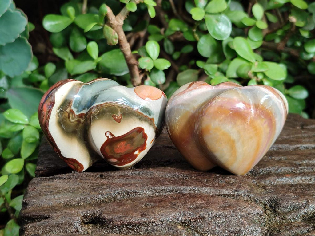 Polished Polychrome Jasper Twin Hearts x 12 From NW Coast, Madagascar - Toprock Gemstones and Minerals 