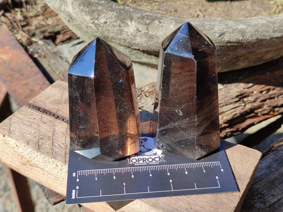 Polished Smokey Quartz Crystals x 12 From Madagascar - Toprock Gemstones and Minerals 