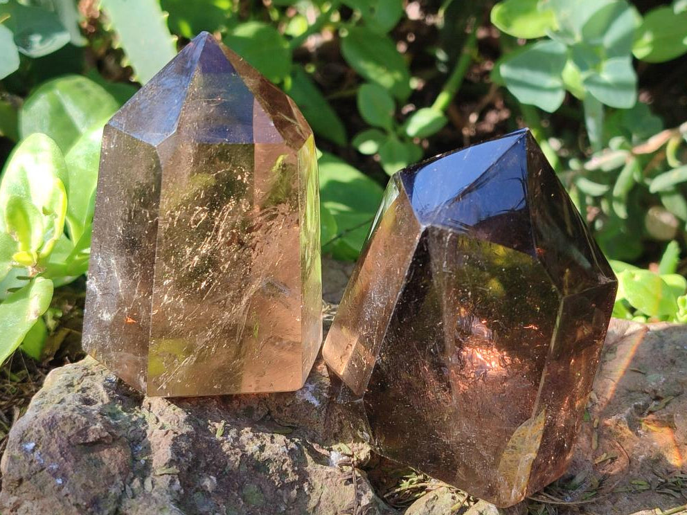 Polished Smokey Quartz Crystals x 6 From Madagascar - Toprock Gemstones and Minerals 