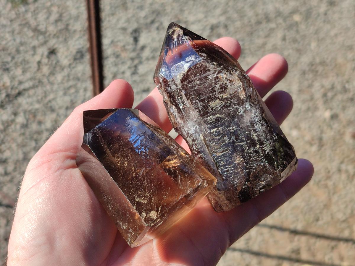 Polished Smokey Quartz Crystals x 6 From Madagascar - Toprock Gemstones and Minerals 