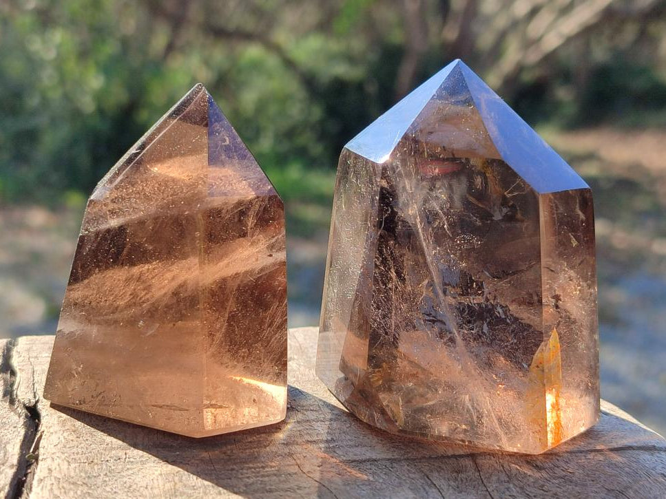 Polished Smokey Quartz Crystals x 6 From Madagascar - Toprock Gemstones and Minerals 