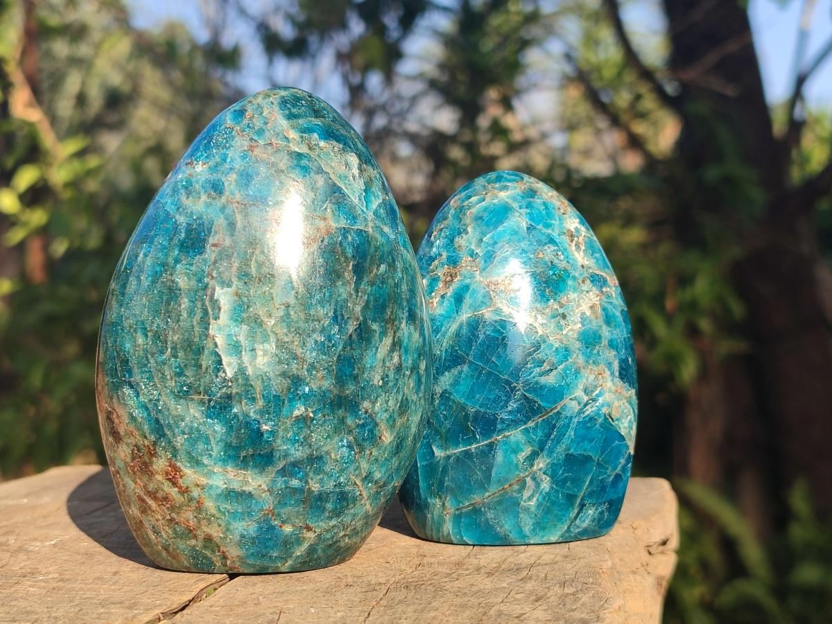 Polished Blue Apatite Standing Display Pieces x 6 From Betroka, Madagascar - Toprock Gemstones and Minerals 