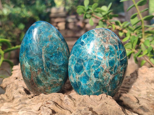 Polished Blue Apatite Standing Display Pieces x 6 From Betroka, Madagascar - Toprock Gemstones and Minerals 