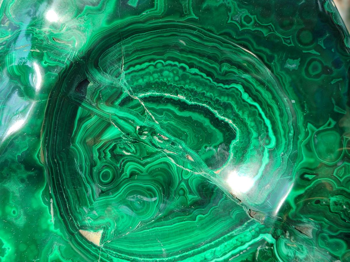 Polished XL Flower Banded Malachite Ashtray x 1 From Congo - Toprock Gemstones and Minerals 