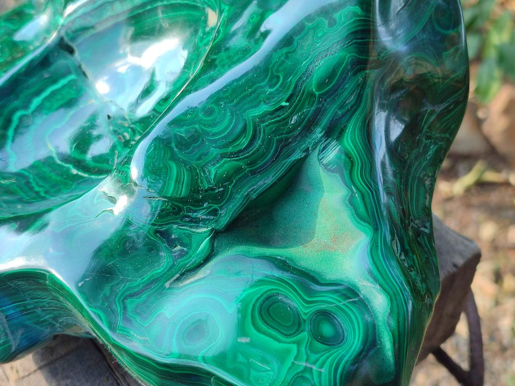 Polished XL Flower Banded Malachite Ashtray x 1 From Congo - Toprock Gemstones and Minerals 