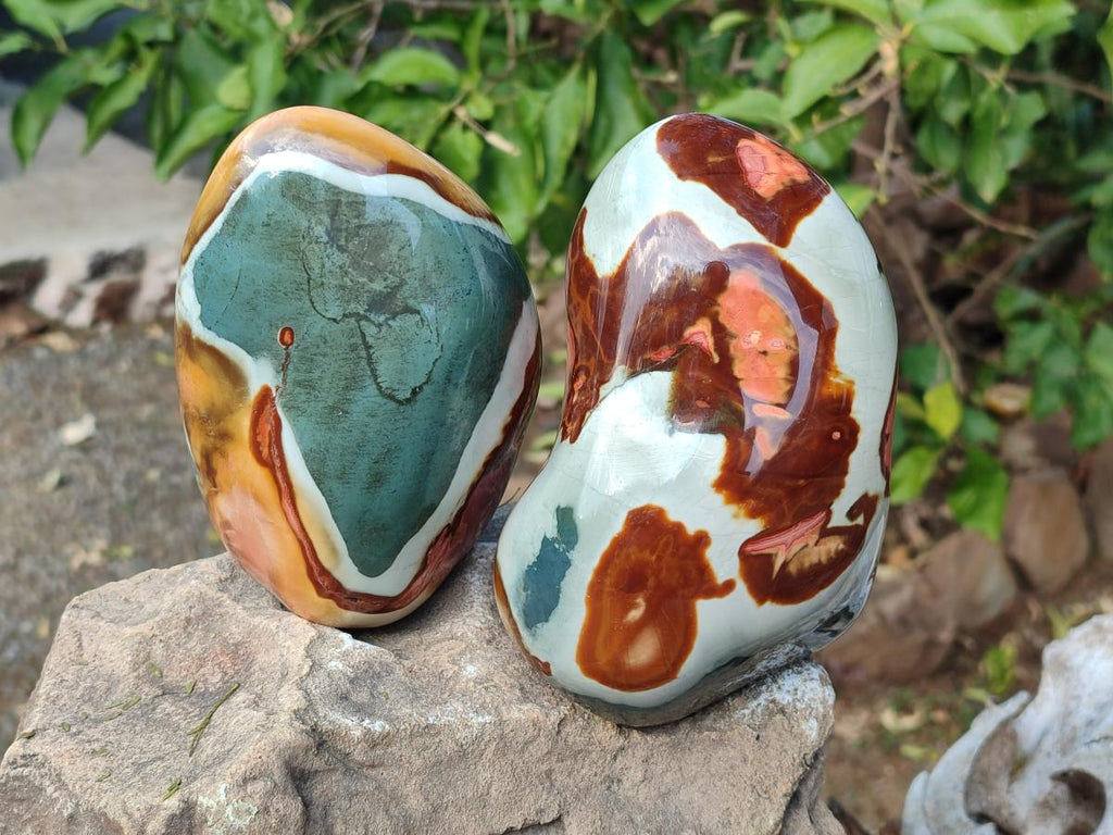 Polished Polychrome Jasper Standing Display Pieces x 2 From NW Coast, Madagascar - Toprock Gemstones and Minerals 