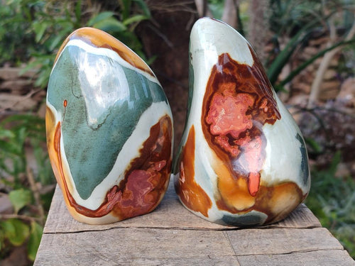 Polished Polychrome Jasper Standing Display Pieces x 2 From NW Coast, Madagascar - Toprock Gemstones and Minerals 