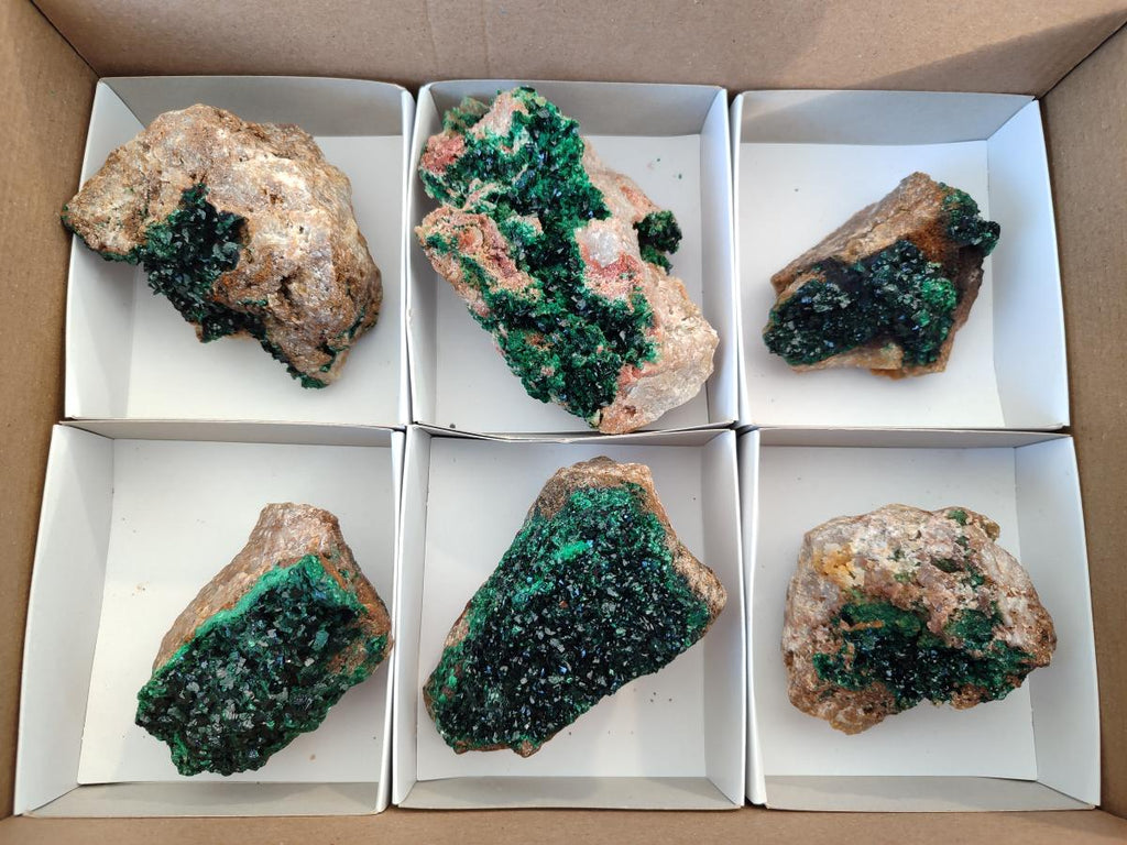 Natural Crystalline Malachite Specimens x 6 From Tenke Fungurume, Congo - Toprock Gemstones and Minerals 