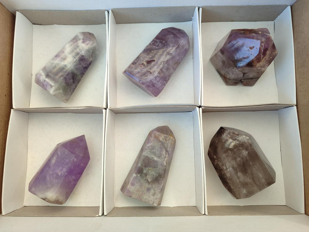 Polished Amethyst Crystals x 6 From Akansobe, Madagascar - Toprock Gemstones and Minerals 