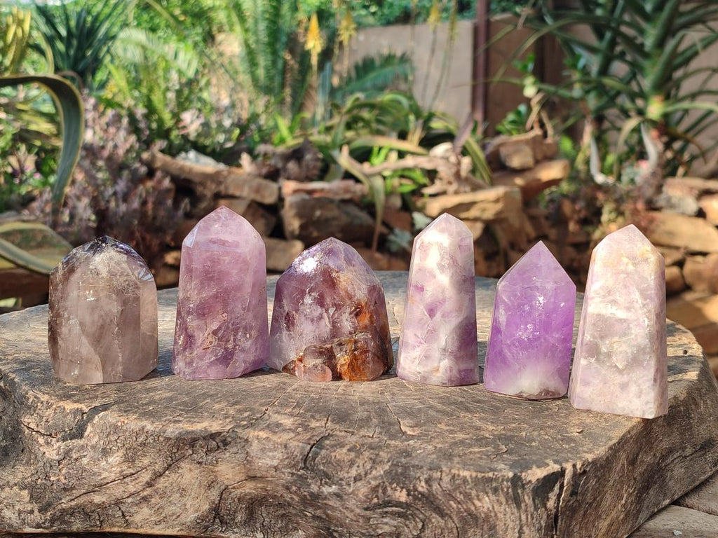 Polished Amethyst Crystals x 6 From Akansobe, Madagascar - Toprock Gemstones and Minerals 