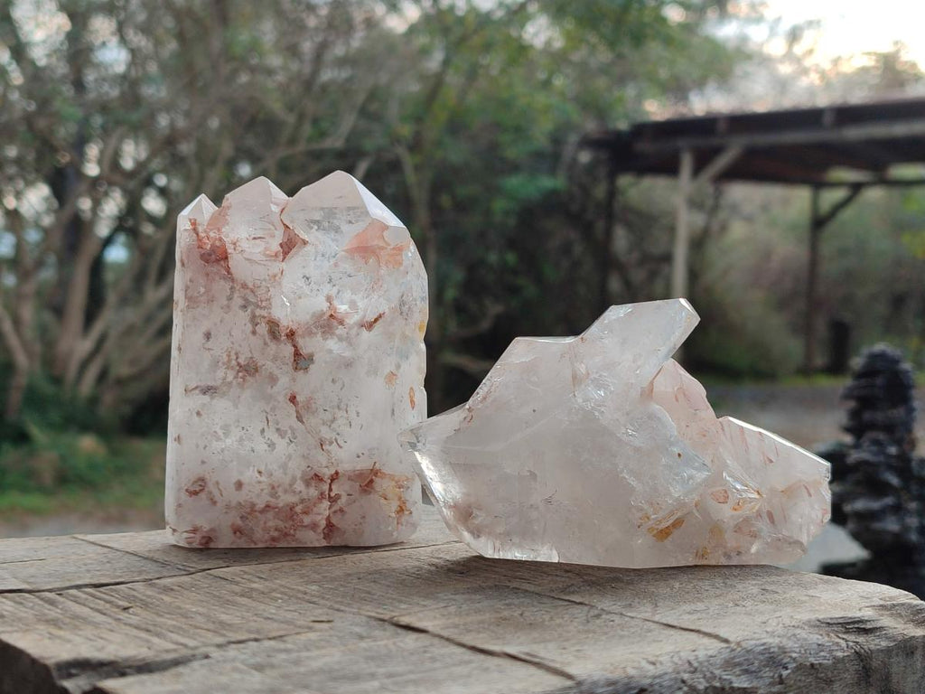 Polished Elestial Girasol Quartz Crystals x 6 From Madagascar - Toprock Gemstones and Minerals 