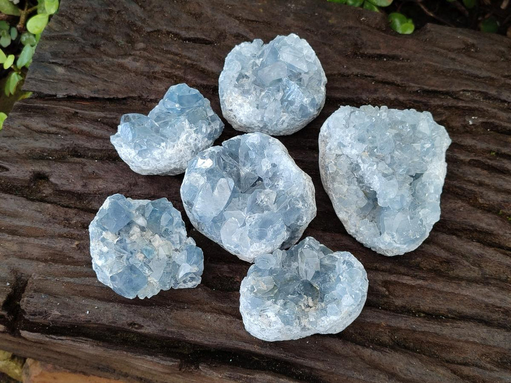 Natural Blue Celestite Specimens x 6 From Sakoany, Madagascar - Toprock Gemstones and Minerals 