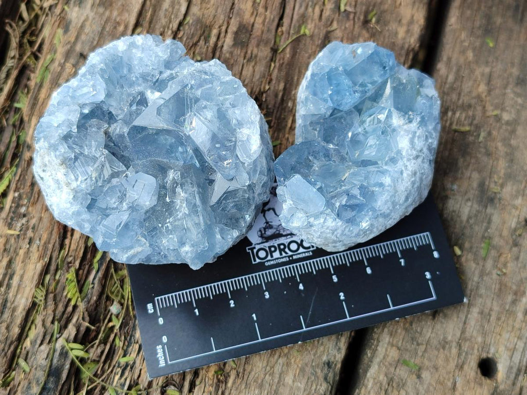 Natural Blue Celestite Specimens x 6 From Sakoany, Madagascar - Toprock Gemstones and Minerals 