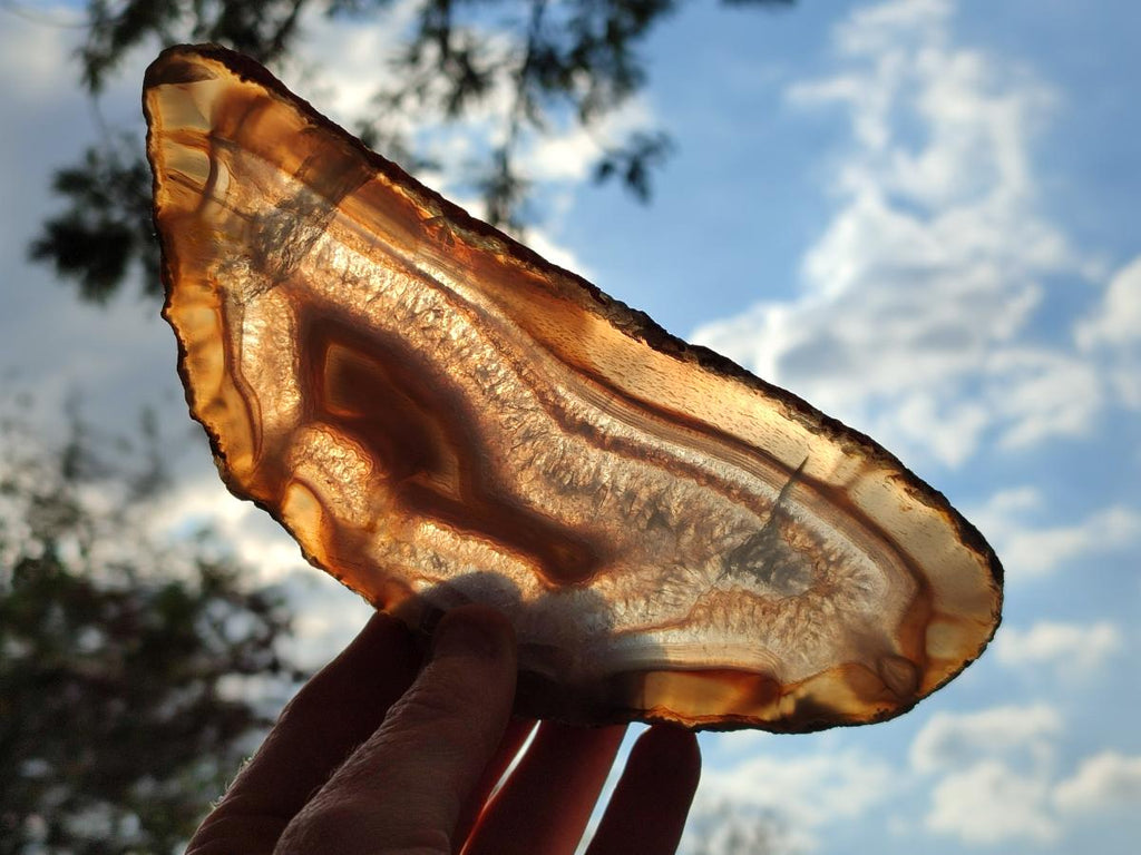 Polished Banded Agate Slices with Natural Edging x 6 From Madagascar - Toprock Gemstones and Minerals 