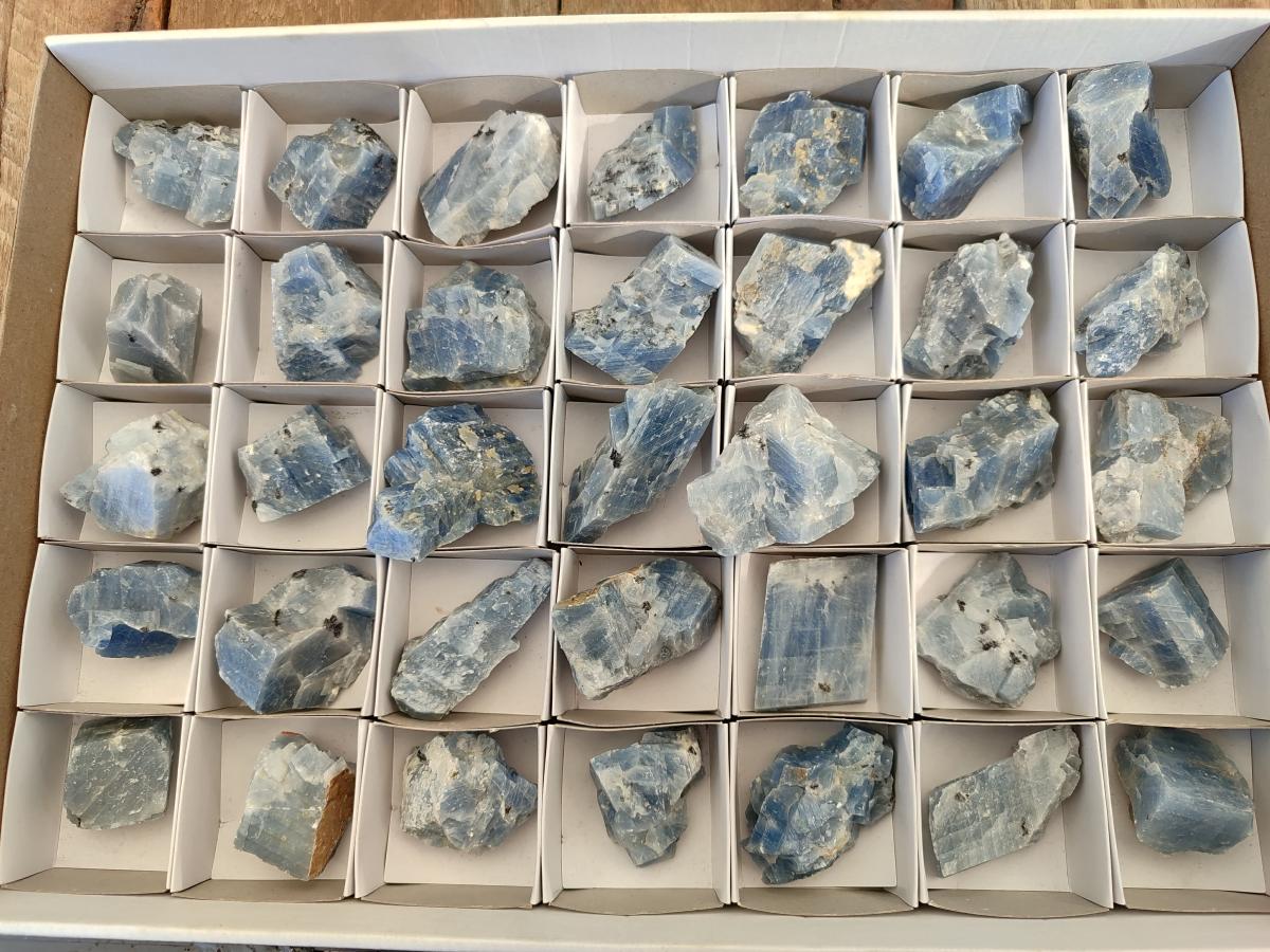 Natural Sky Blue Calcite Specimens with Antimony inclusions x 35 From Spitzkop, Namibia - Toprock Gemstones and Minerals 
