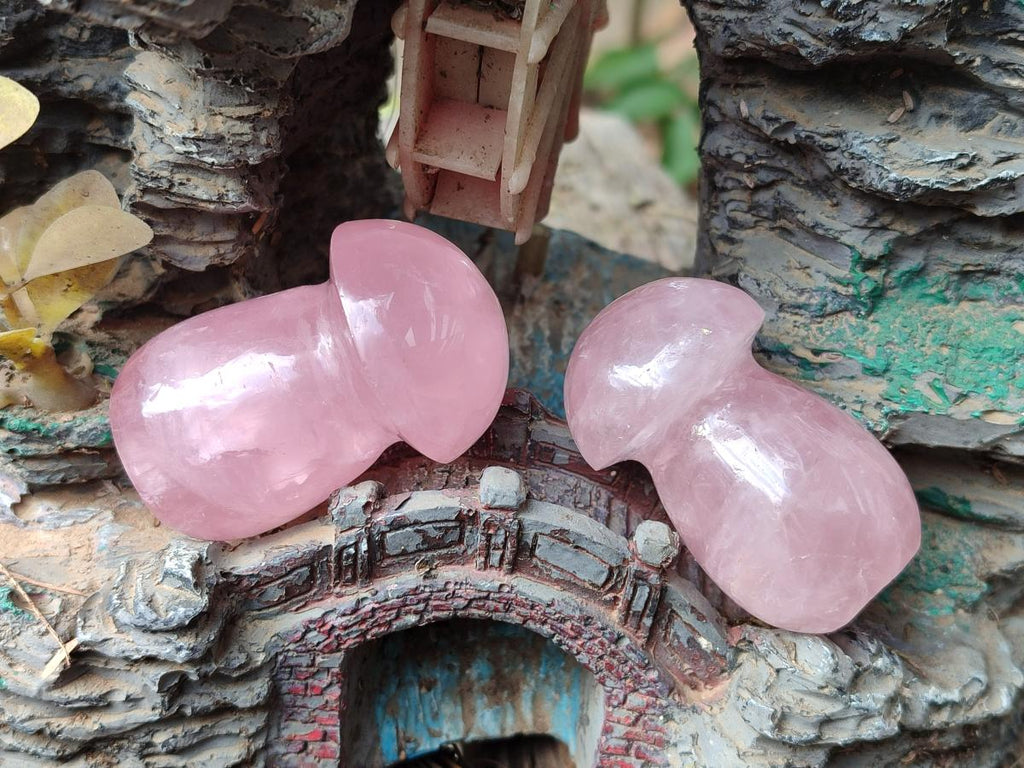 Polished Gemmy Rose Quartz Mushrooms x 24 From Madagascar - Toprock Gemstones and Minerals 