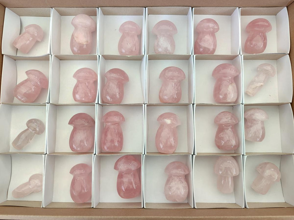 Polished Gemmy Rose Quartz Mushrooms x 24 From Madagascar - Toprock Gemstones and Minerals 
