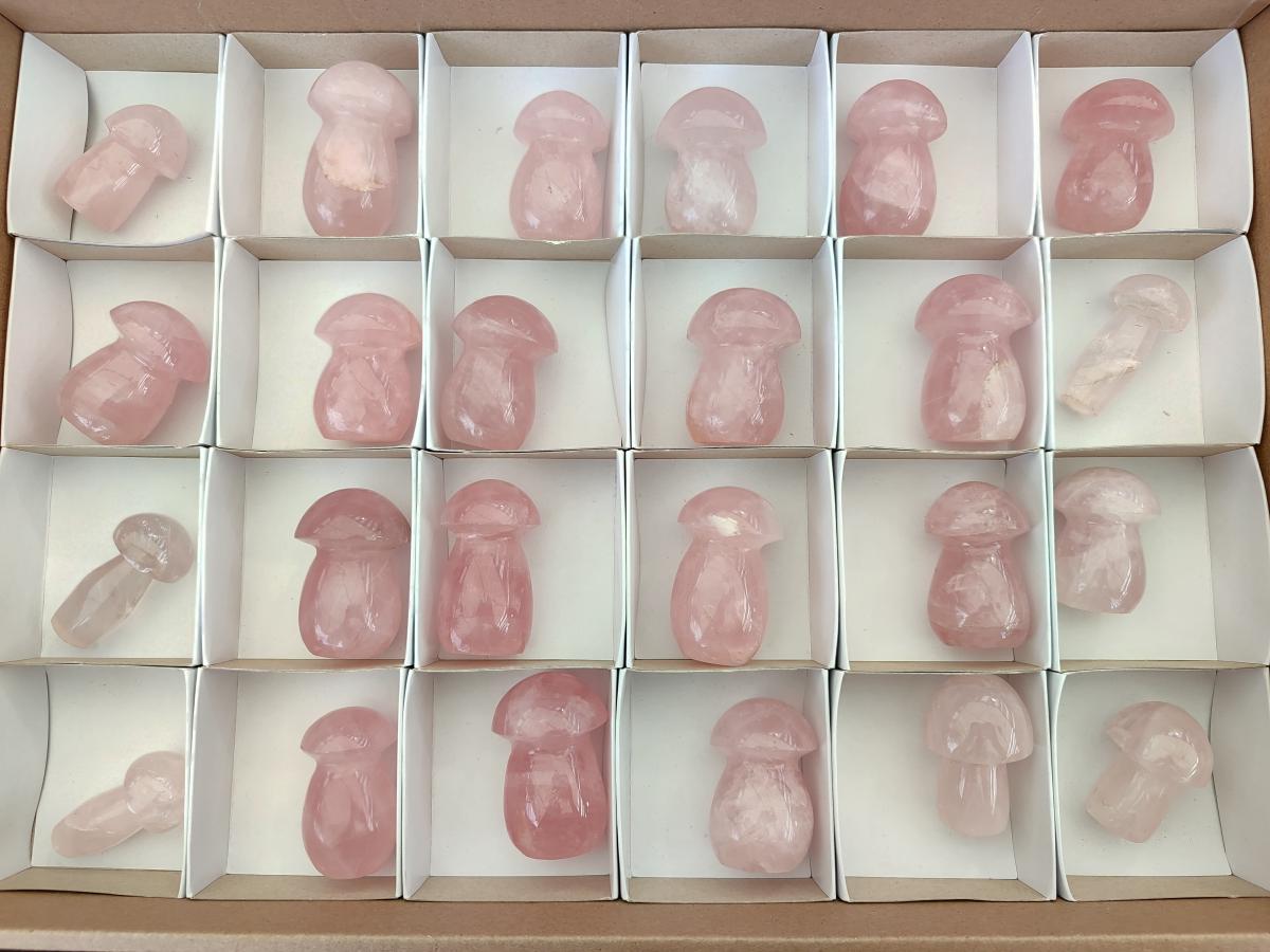 Polished Gemmy Rose Quartz Mushrooms x 24 From Madagascar - Toprock Gemstones and Minerals 