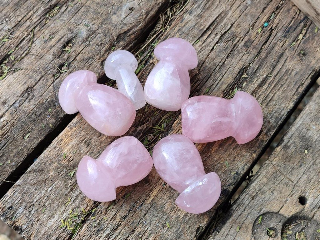 Polished Gemmy Rose Quartz Mushrooms x 24 From Madagascar - Toprock Gemstones and Minerals 