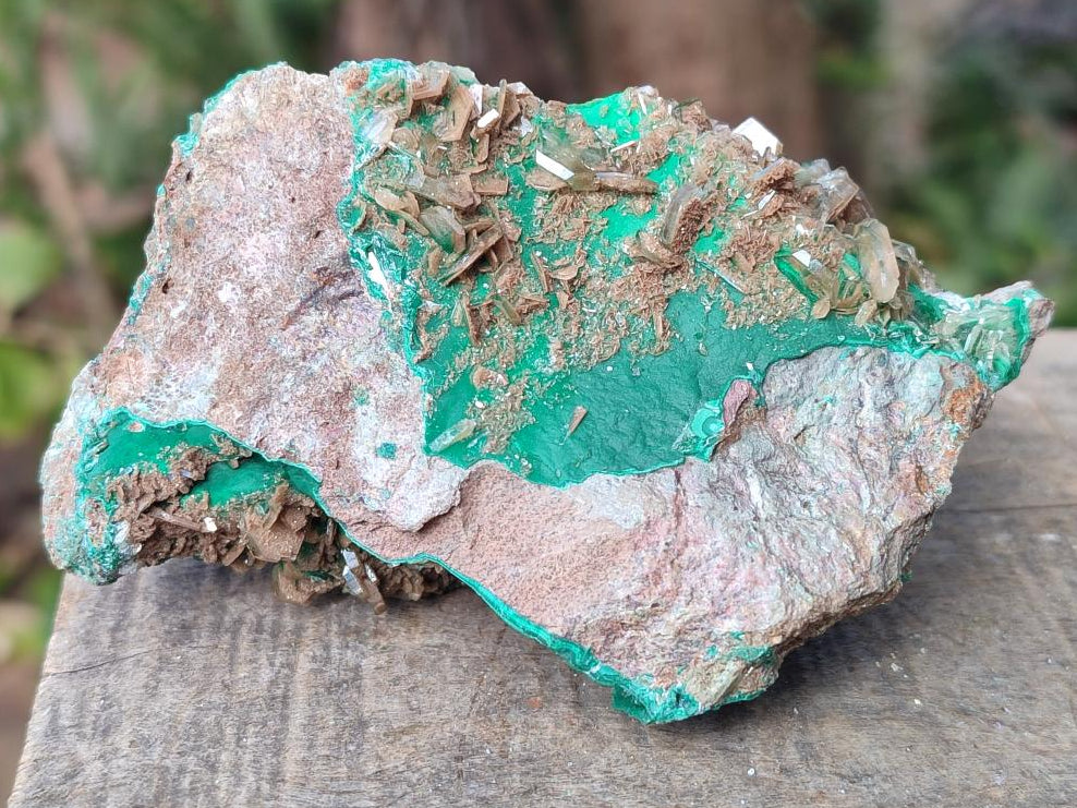 Natural Rare Bladed Barite with Malachite Specimens x 3 From Shangulowé Mine, Congo - Toprock Gemstones and Minerals 