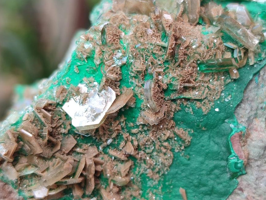 Natural Rare Bladed Barite with Malachite Specimens x 3 From Shangulowé Mine, Congo - Toprock Gemstones and Minerals 