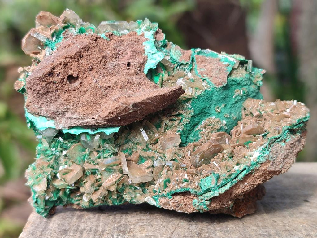 Natural Rare Bladed Barite with Malachite Specimens x 3 From Shangulowé Mine, Congo - Toprock Gemstones and Minerals 