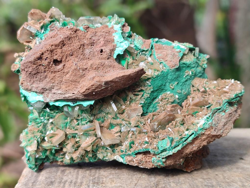 Natural Rare Bladed Barite with Malachite Specimens x 3 From Shangulowé Mine, Congo - Toprock Gemstones and Minerals 