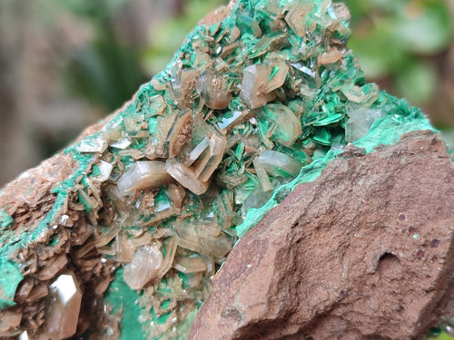 Natural Rare Bladed Barite with Malachite Specimens x 3 From Shangulowé Mine, Congo - Toprock Gemstones and Minerals 