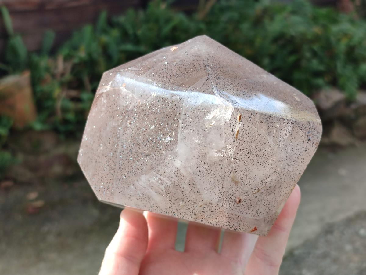Polished Large Smokey Quartz Crystal with Biotite Mica x 1 From Madagascar - Toprock Gemstones and Minerals 
