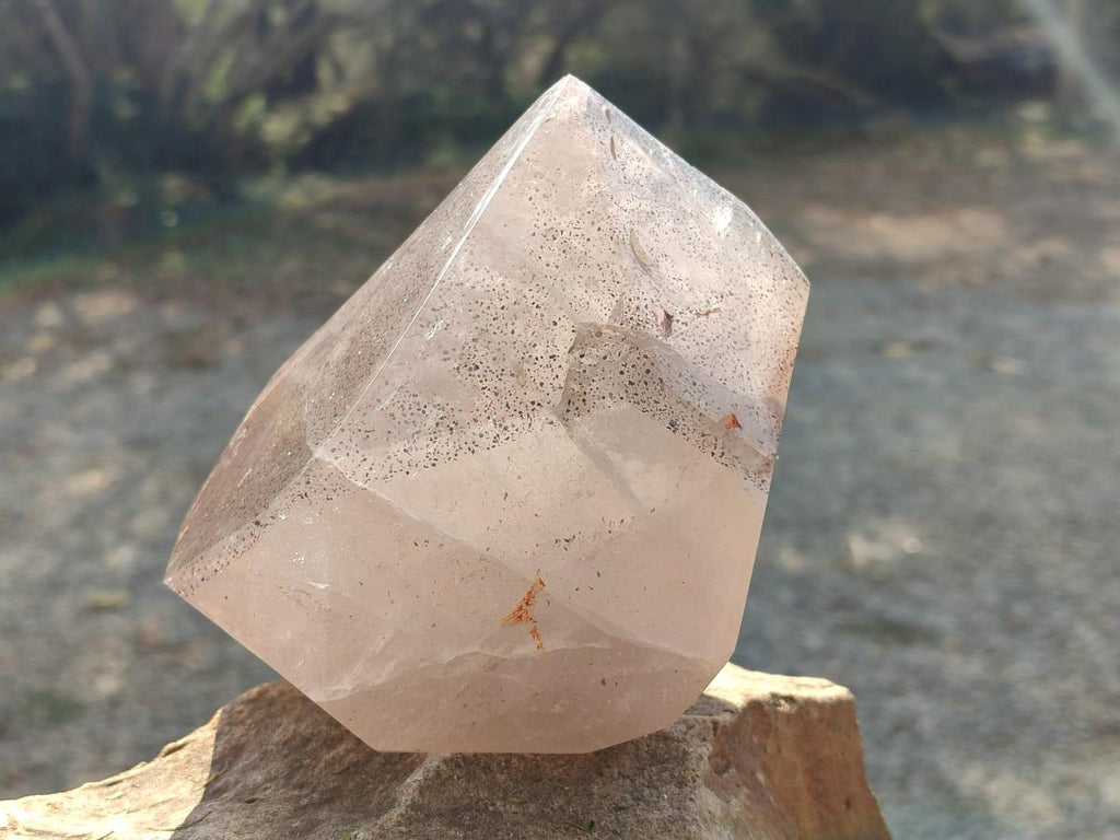 Polished Large Smokey Quartz Crystal with Biotite Mica x 1 From Madagascar - Toprock Gemstones and Minerals 