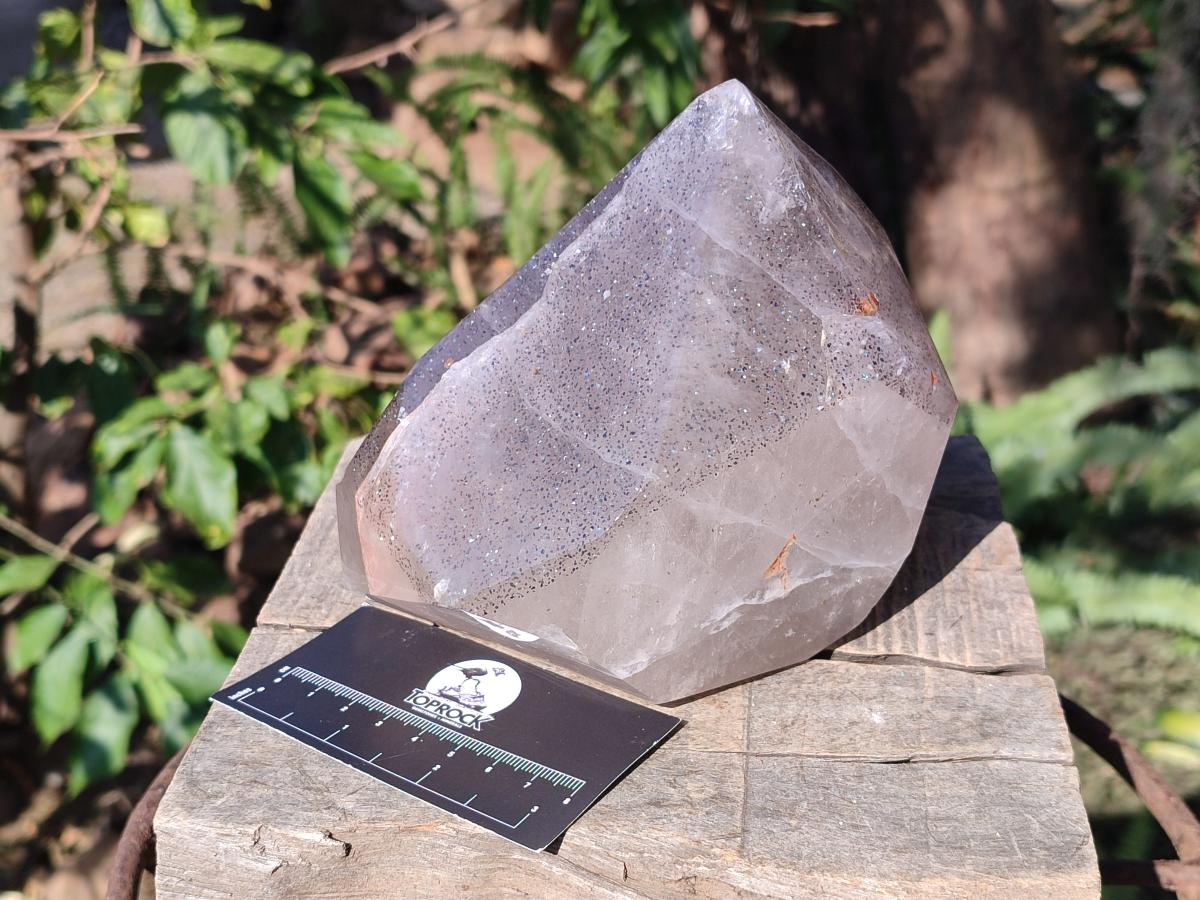 Polished Large Smokey Quartz Crystal with Biotite Mica x 1 From Madagascar - Toprock Gemstones and Minerals 
